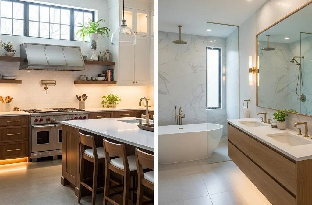 Modern kitchen and bathroom remodeling showcasing elegant design and luxurious fixtures